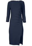 Ponte Ruched Dress Navy