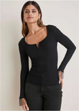 Ribbed Organza Sweater Jet Black