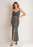 Snake Print Maxi Dress Grey Snake