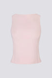 Soft Active Boat Neck Open Back Tank Top in Ballet Pink