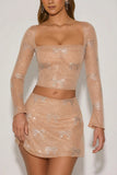 Embellished Bow Detail Top in Almond