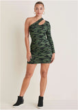 One Shoulder Cutout Mini Dress Rebel Camo