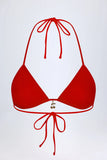 Charm Detail Triangle Bikini Top in Fiery Red