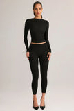 Modal Mid Rise Cropped Leggings in Black