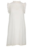 Diamond Lace Ruffle Dress Cloud Dancer