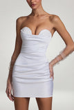Ruched Corset Mini Dress in White