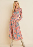 Cotton Linen Shirt Midi Dress Venetian Patchwork