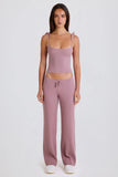 Ribbed Knit Wide Leg Joggers in Mauve