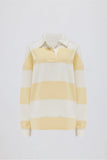 Striped Oversized Long Sleeve T Shirt in Lemon
