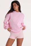 Ribbed Knit Oversized Jumper in Pale Pink