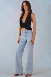 Mid Rise Straight Leg Jeans in Light Denim