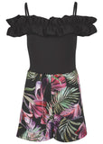 Off The Shoulder Romper Illuminated Jungle