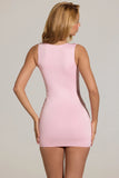Embellished Deep Plunge Mini Dress in Blush Pink