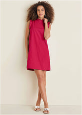 Ruffle Trim Mini Dress Dark Pink