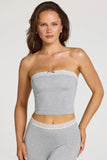 Modal Lace Trim Bandeau Top in Grey Marl