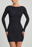 Modal Open Back Bodycon Mini Dress in Black