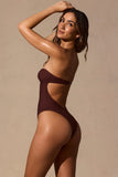 Cut Out Bandeau Swimsuit in Espresso Brown