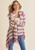 Stripe Fringe Cardigan Beige Multi