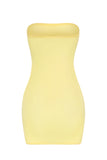 Soft Sheer Mesh Bandeau Mini Slip Dress in Yellow