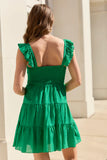 Its My Day Green Smocked Top Mini Dress