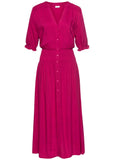 Button Front Maxi Dress Pink