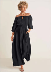 Off The Shoulder Jumpsuit Jet Black