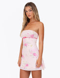 CARSYN MINI DRESS PINK FLORAL WATER COLOUR FLORAL