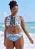Lorelai High Neck Zip Top Calypso Bloom