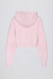 Soft Knit Zip Up Cropped Hoodie in Soft Pink