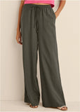 Linen Wide Leg Pants Olive