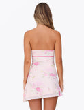 CARSYN MINI DRESS PINK FLORAL WATER COLOUR FLORAL