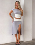 ALYSSA OFF SHOULDER TOP GREY