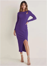 Ribbed Maxi Sweater Dress Violet Indigo
