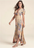 Wrap Maxi Dress Orange Multi