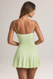 Modal Ruched A Line Mini Dress in Sage Green