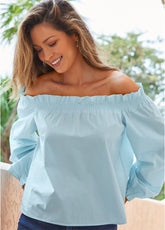 Off The Shoulder Top Light Blue