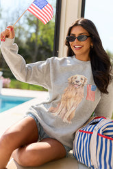 Patriotic Pup Light Grey Graphic Sweatshirt