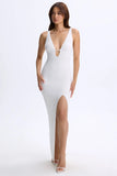 Modal Plunge Cut Out Maxi Dress in White