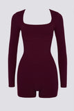 Soft Active Open Back Unitard in Burgundy