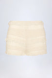 Ruffled Mid Rise Shorts in Ivory
