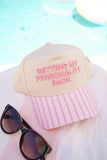KenzKustomz Pink Stripe Trucker Hat Getting my Personality Back