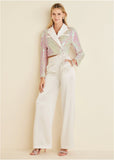 Cropped Sequin Blazer Pearl White