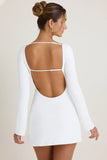 Cut Out Long Sleeve Mini Dress in White
