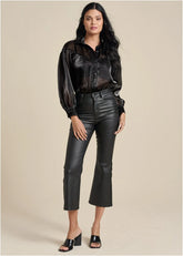 Coated Kick Flare Jeans Jet Black