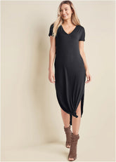 Casual T Shirt Maxi Dress Black