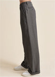 Stripe Wide Leg Trousers Grey Gold