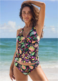 Sicily Halter Tankini Top Field Floral