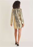 Sequin Long Sleeve Mini Dress Gold