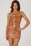 Embellished Cut Out Mini Dress in Bronze