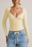 Modal Ruched Long Sleeve Top in Buttercream Yellow